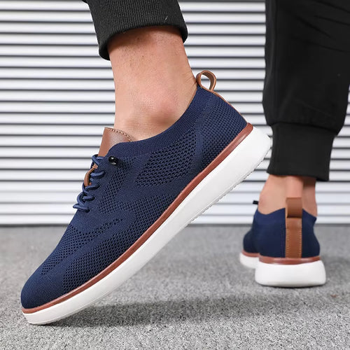 Men's Business Casual Knit Sneakers – Breathable Lace-Up Dress Shoes
